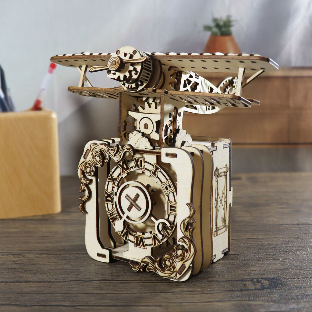 MUSIC PARK 3d Wooden Puzzle Punk Airplane Music Box You Are My Sunshine Handmade Assembly Model Kit Holidays Brthdays Christmas Gifts