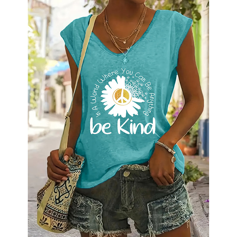 2-Pack Women's Floral T-Shirts Be Kind Wildflowers Graphic Print