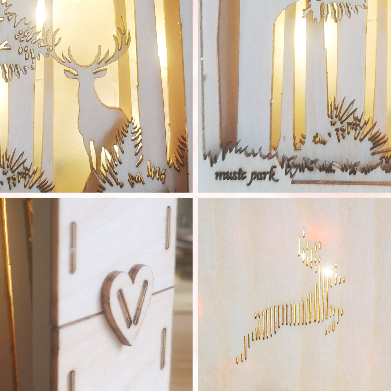 MUSIC PARK 3D Wooden Puzzles Elven Deer Model Kit Night Lights Desk Decorations