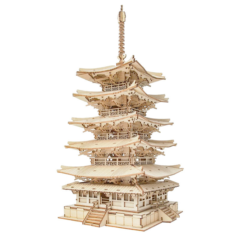 Robotime Five-storied Pagoda 3D Wooden Puzzle Toys (Recommended for ages 14 and up) 275 pieces, item# TGN02