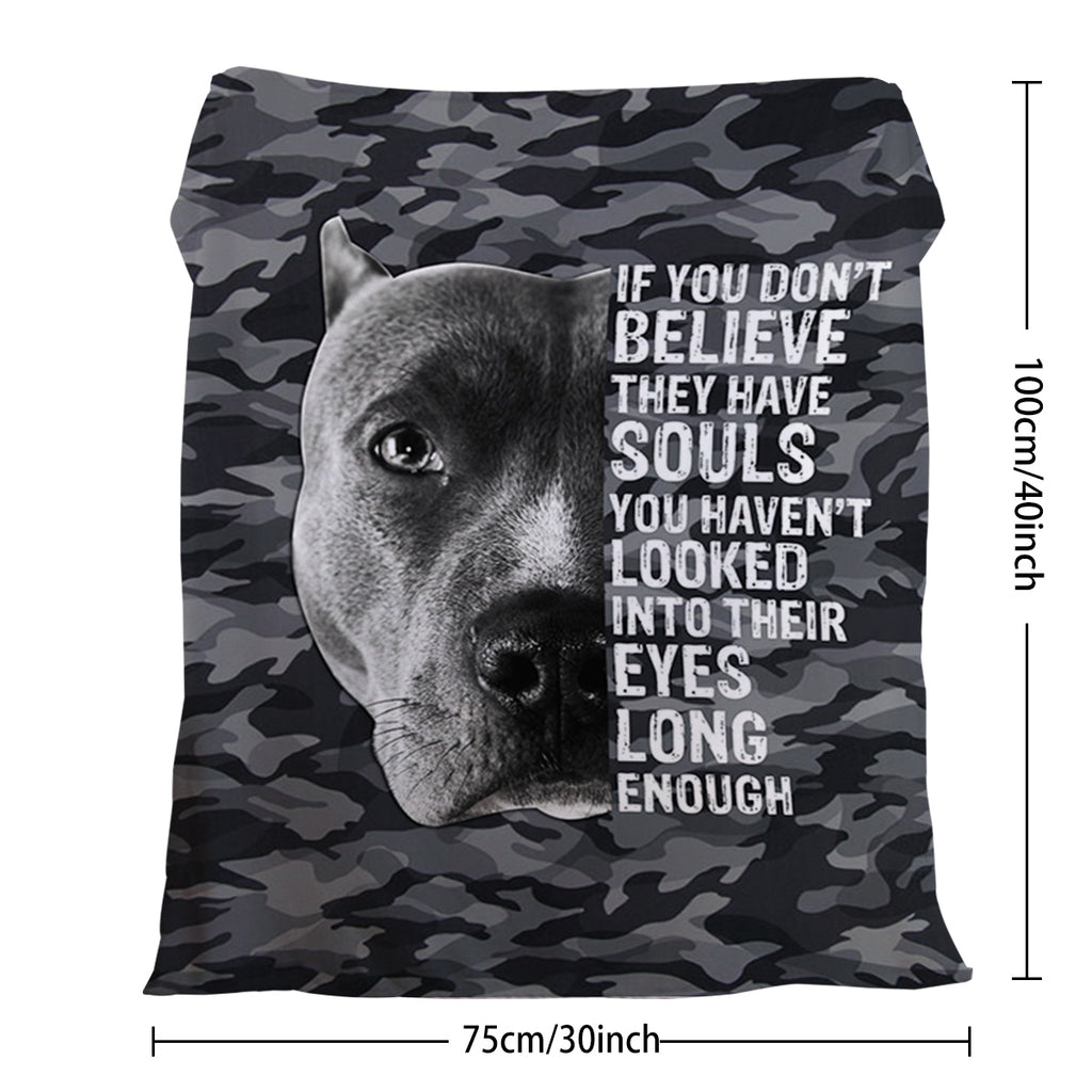 1pc Flannel Black Background Dog Cute Pet Theme Printed Blanket