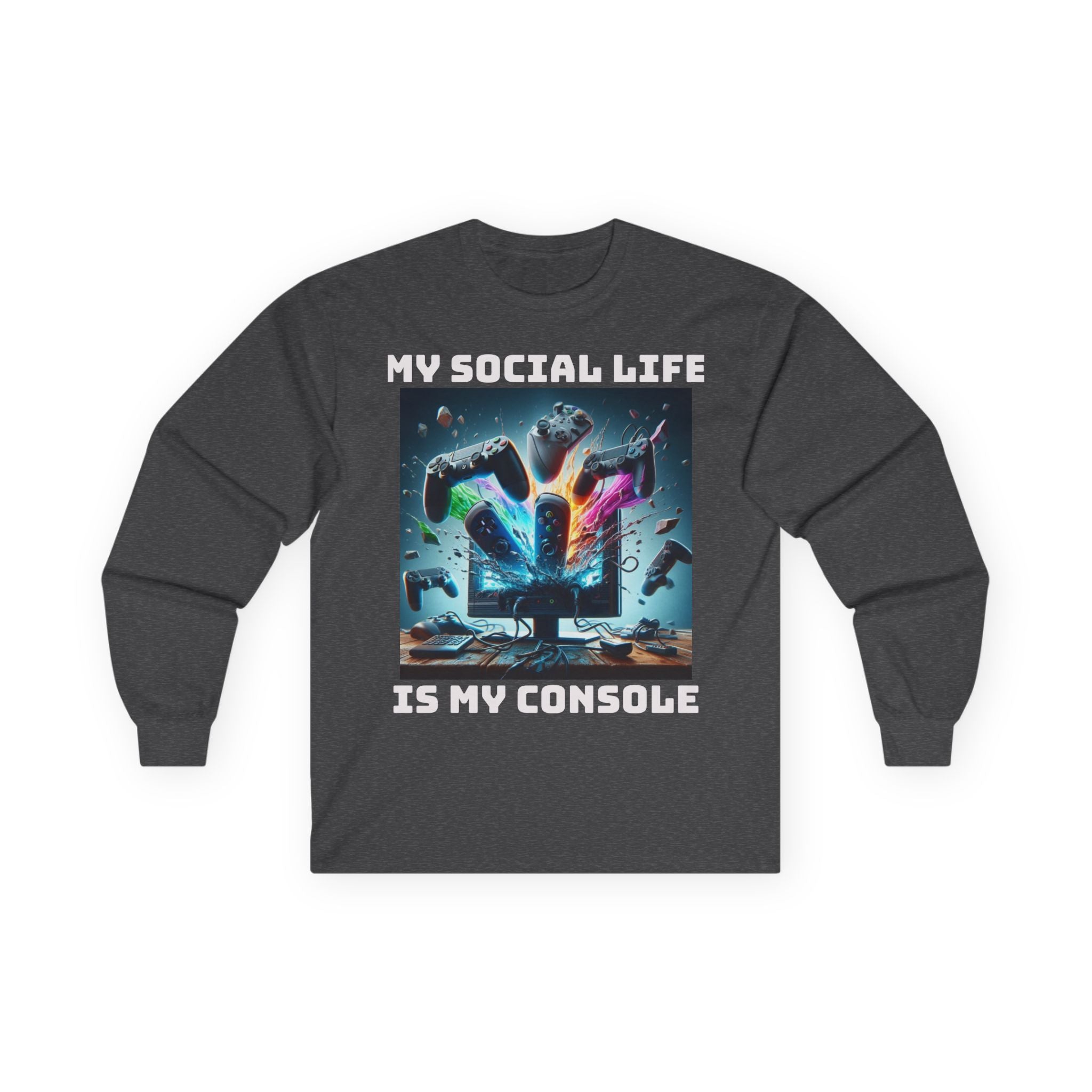 My Social Life is My Console Long Sleeve Tee - Funny Gamer Shirt
