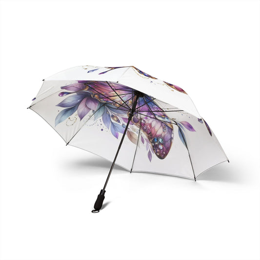 Umbrella: Butterfly Design Semi-Automatic Foldable Umbrella - Stylish Rain Gear, Perfect for Gifts, Outdoor Events, Fashion Accessory