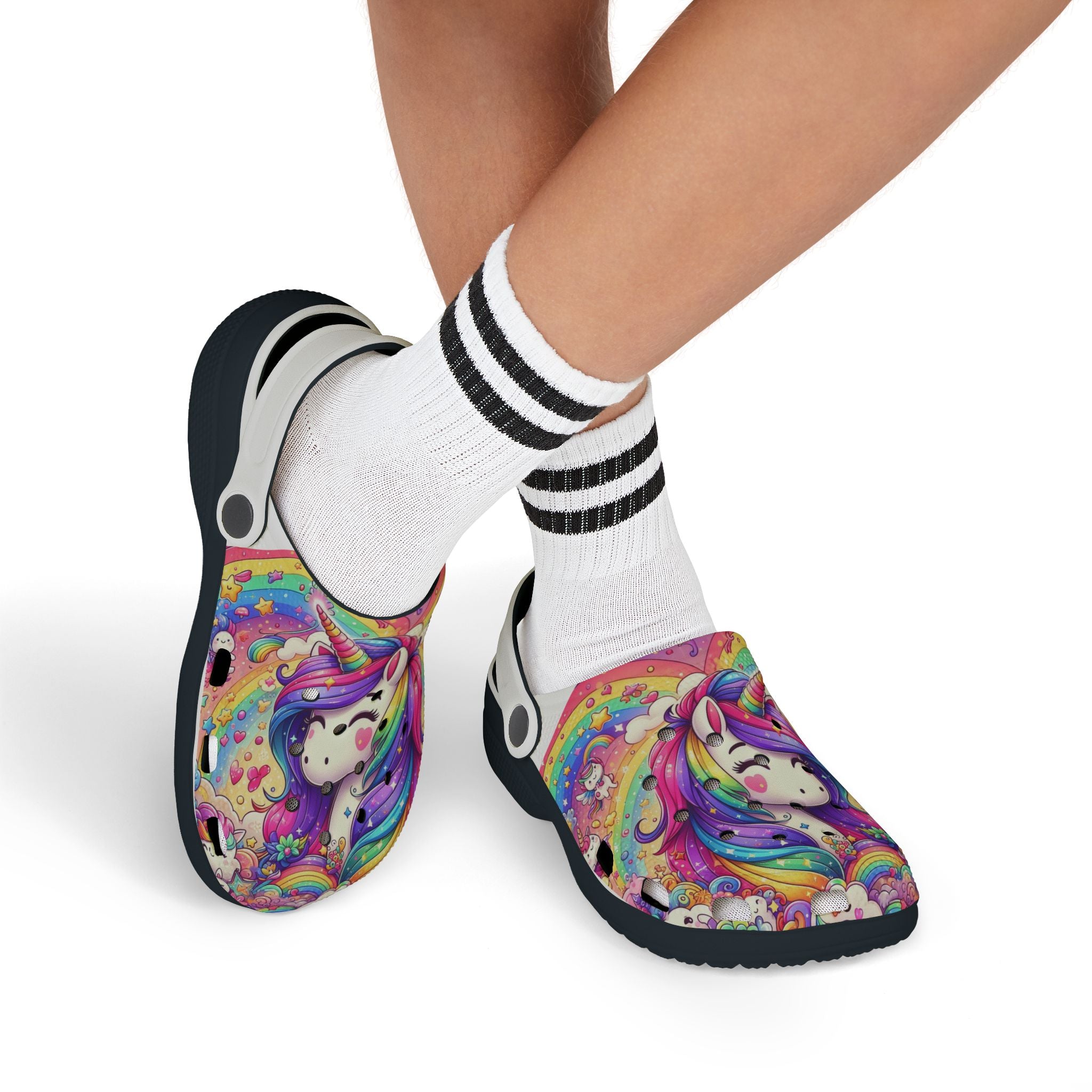 Colorful Kids Unicorn Clogs - Lightweight EVA Foam Garden Shoes