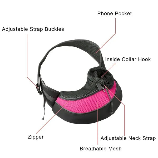 Pet Hands-Free Sling Carrier for Dogs and Cats | Adjustable Padded Strap