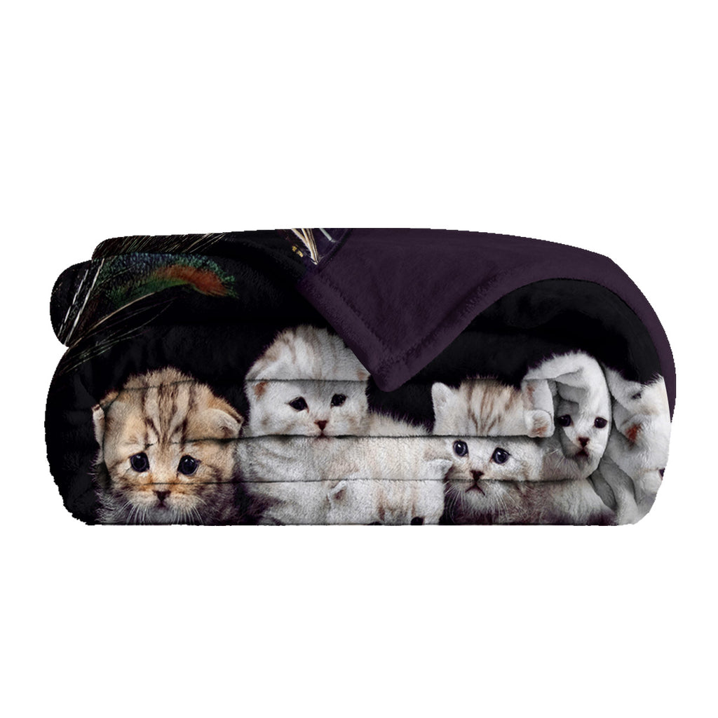 1pc Of Flannel Cat Cute Pet Theme Printed Blanket