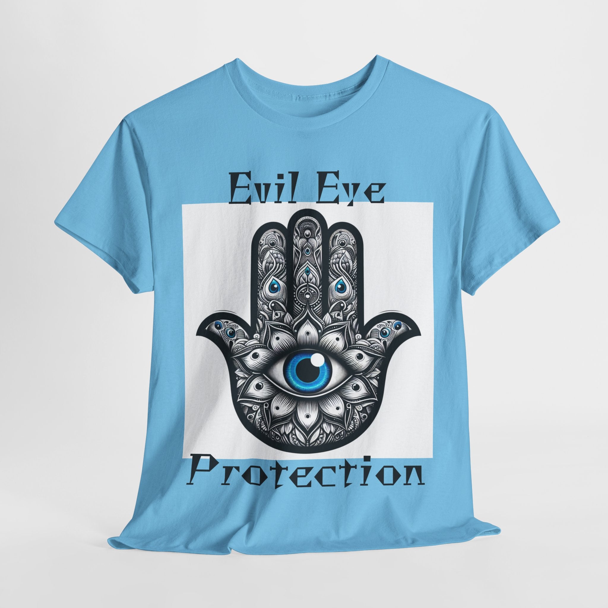 Evil Eye Protection T-Shirt - Spiritual Boho Gift with Praying Hands