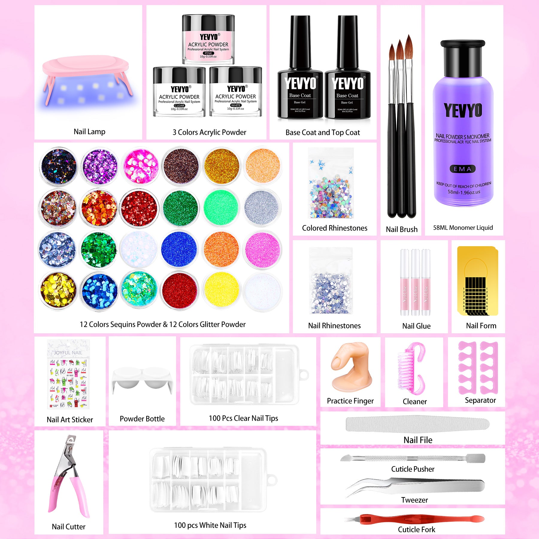 Professional Acrylic Nail Kit and Art Tools