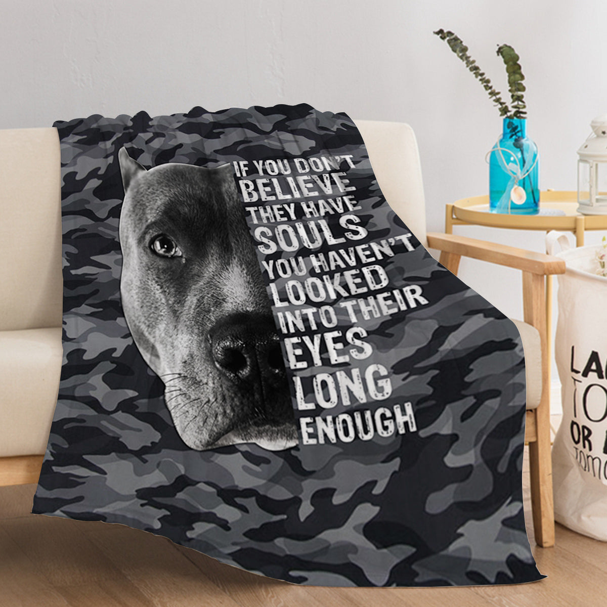 1pc Flannel Black Background Dog Cute Pet Theme Printed Blanket