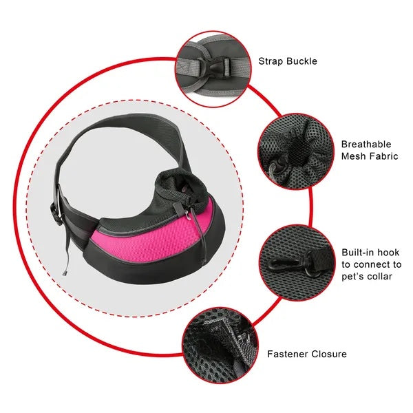 Pet Hands-Free Sling Carrier for Dogs and Cats | Adjustable Padded Strap