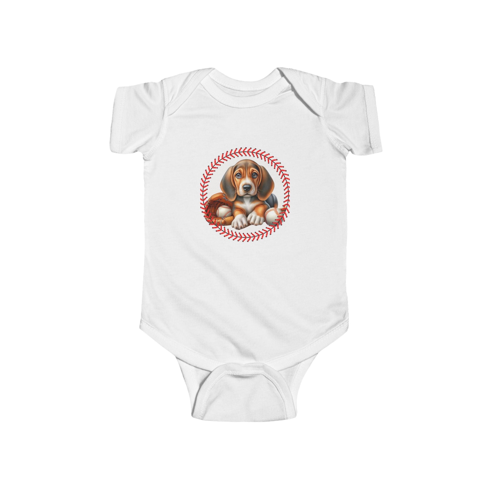 Cute Puppy Baseball Infant Bodysuit - Adorable Baby Shower Gift