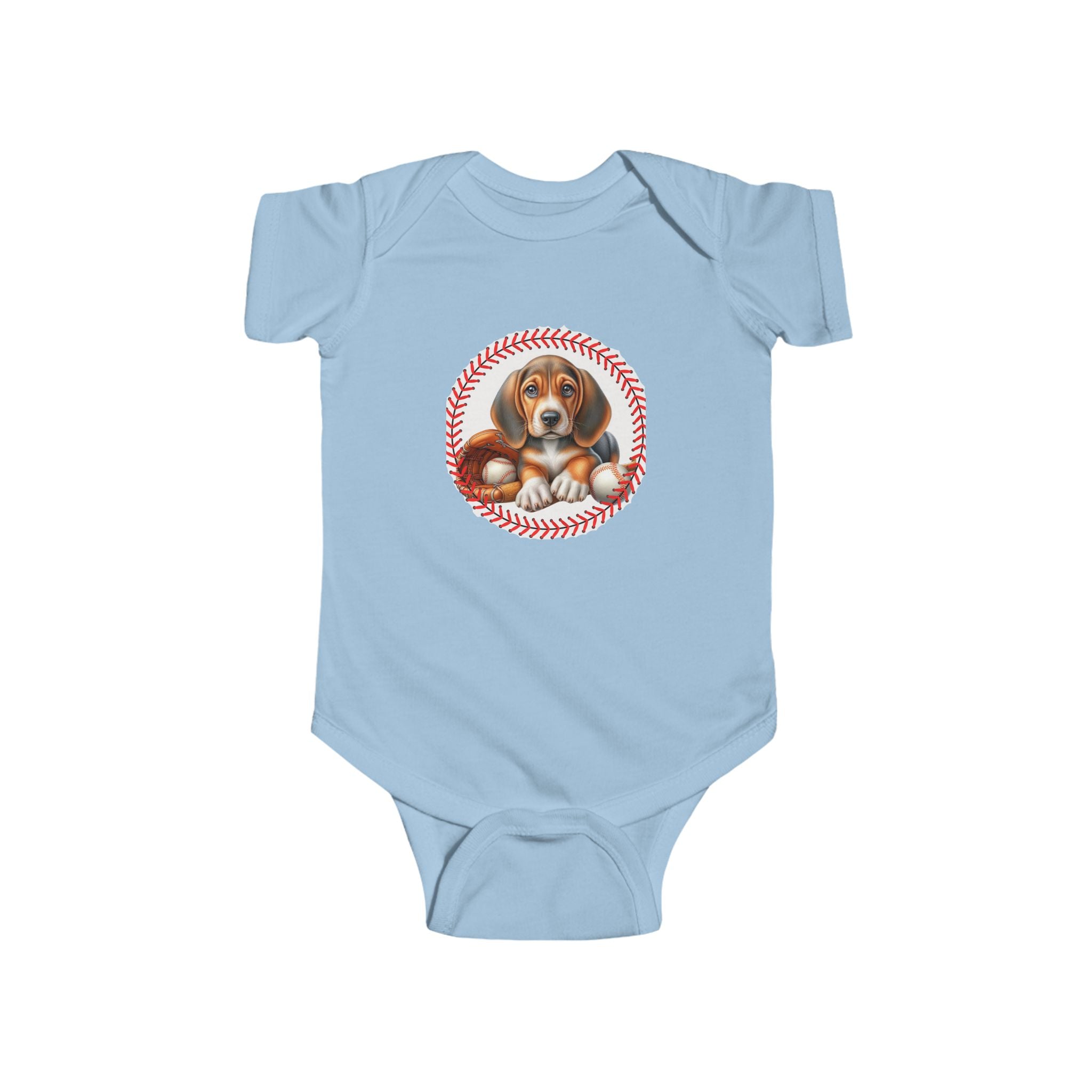 Cute Puppy Baseball Infant Bodysuit - Adorable Baby Shower Gift