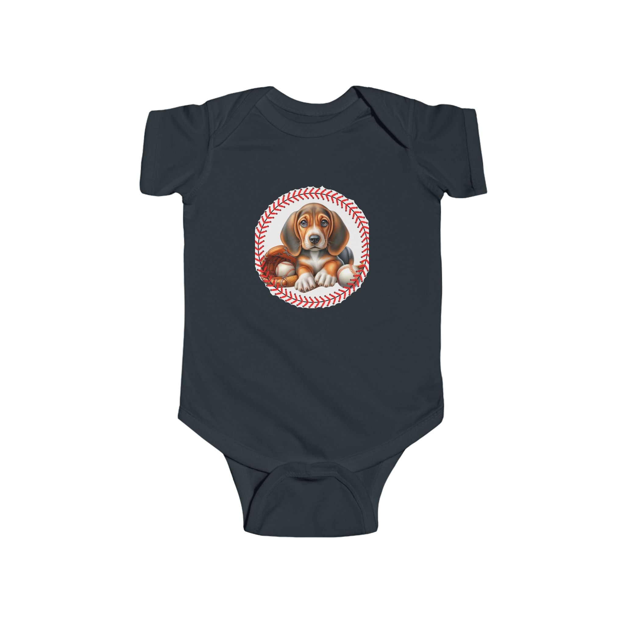 Cute Puppy Baseball Infant Bodysuit - Adorable Baby Shower Gift