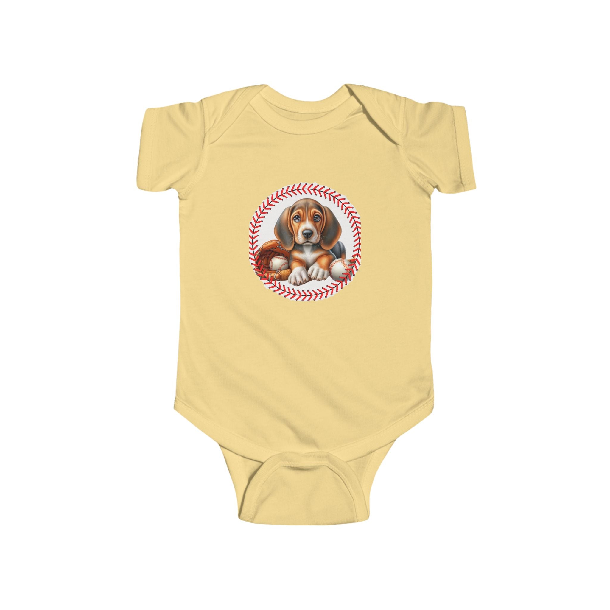 Cute Puppy Baseball Infant Bodysuit - Adorable Baby Shower Gift