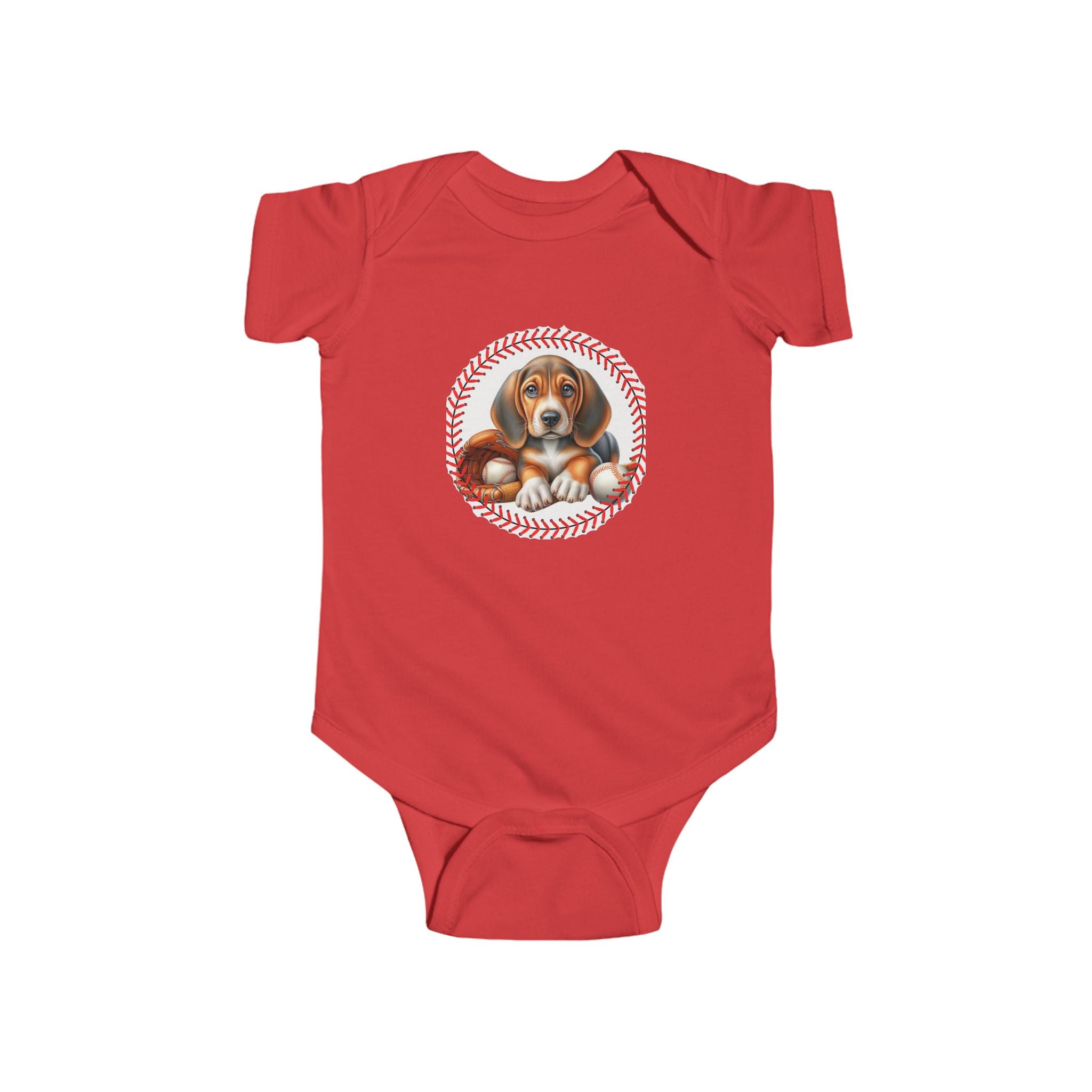Cute Puppy Baseball Infant Bodysuit - Adorable Baby Shower Gift