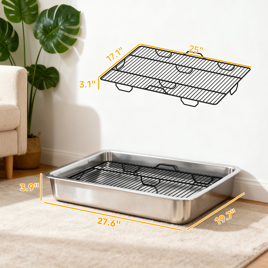 Dog Potty Tray Stainless Steel / small and medium dogs