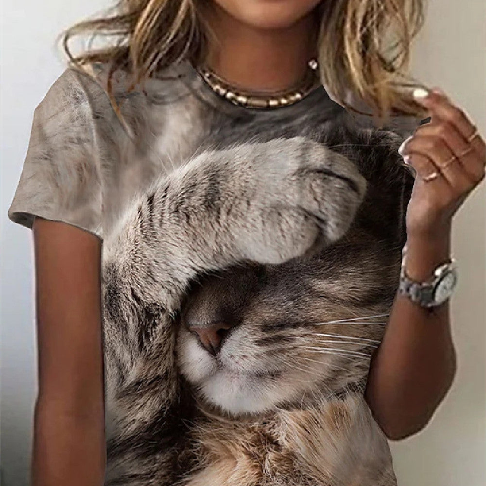 Fashion Cat Printing Women and Teen's T-shirt / plus size