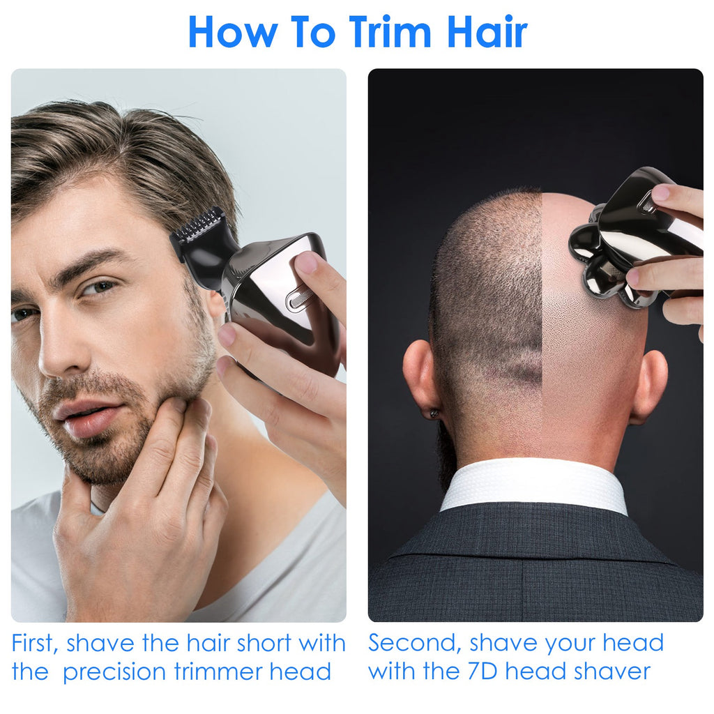 1Pc Head Shavers / Beard Trimmer 5 In 1 7D Electric Rotary Razor Rechargeable
