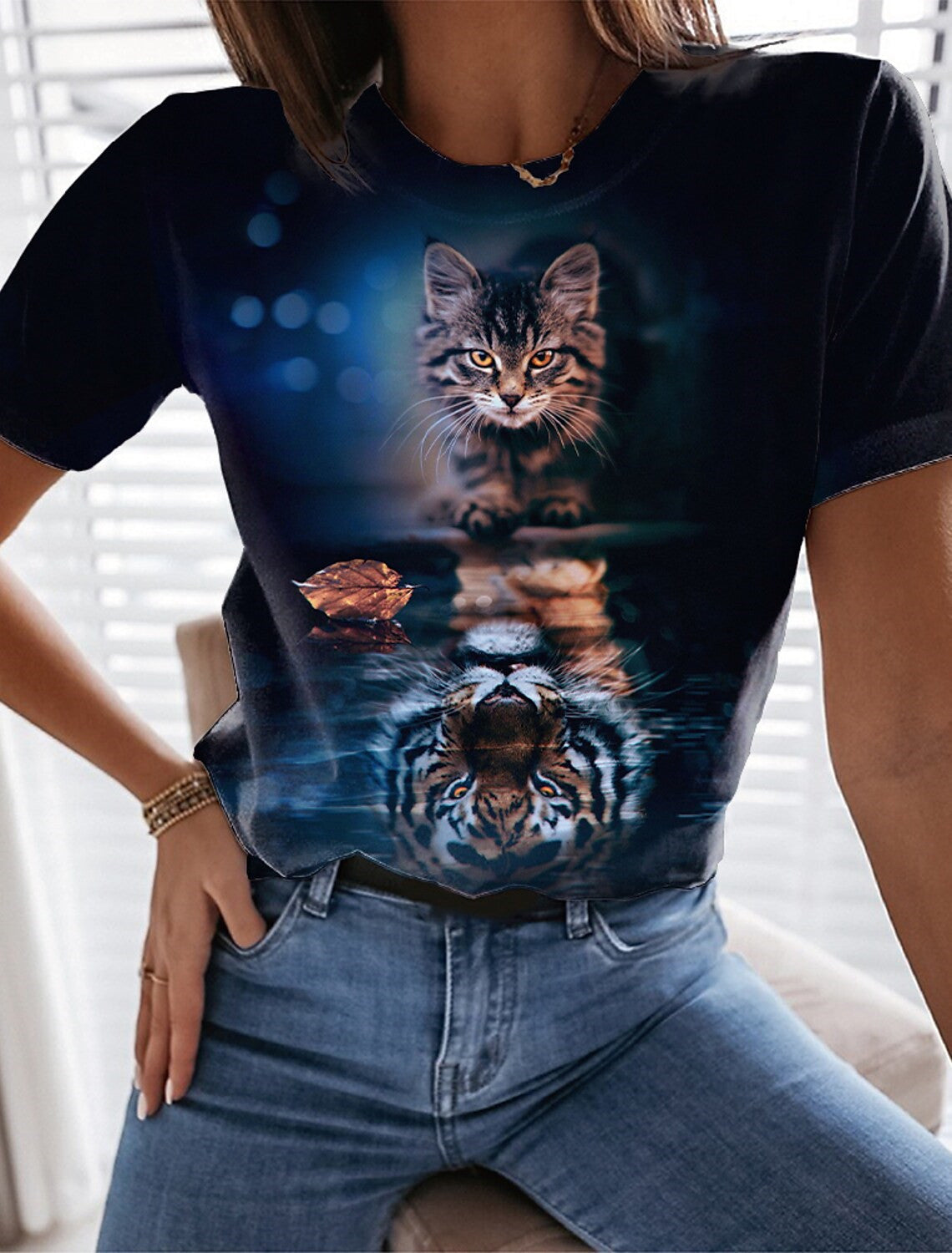 Fashion Cat Printing Women and Teen's T-shirt / plus size