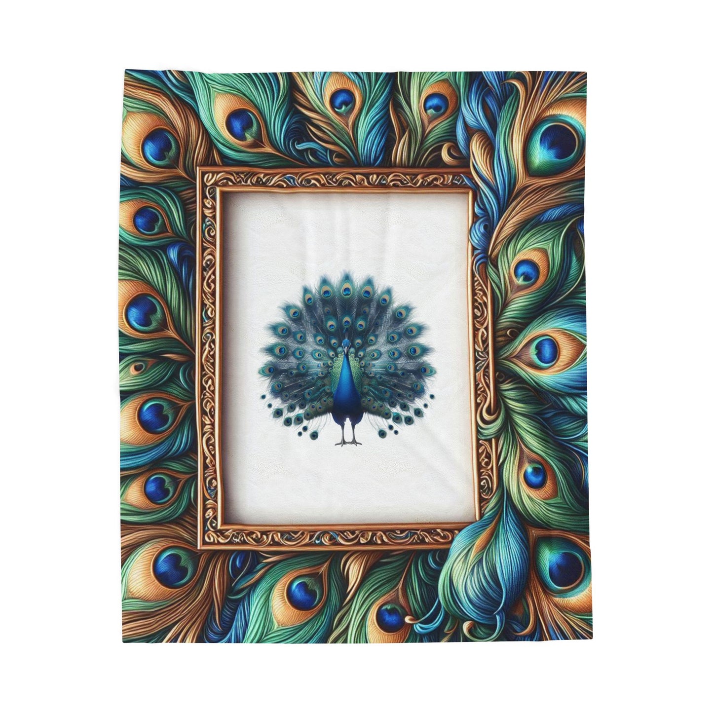Home Goods/ Blanket: Vibrant Peacock Velveteen Blanket, Cozy Throw for Home Decor, Gift for Her, Boho Style, Perfect for Cozy Evenings, Unique Wall Art