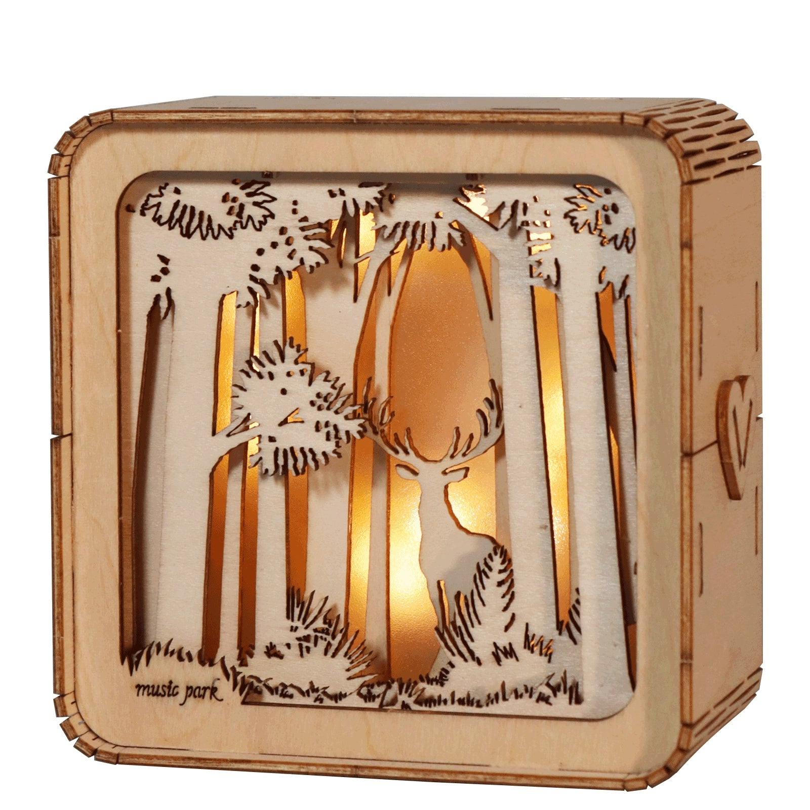 MUSIC PARK 3D Wooden Puzzles Elven Deer Model Kit Night Lights Desk Decorations