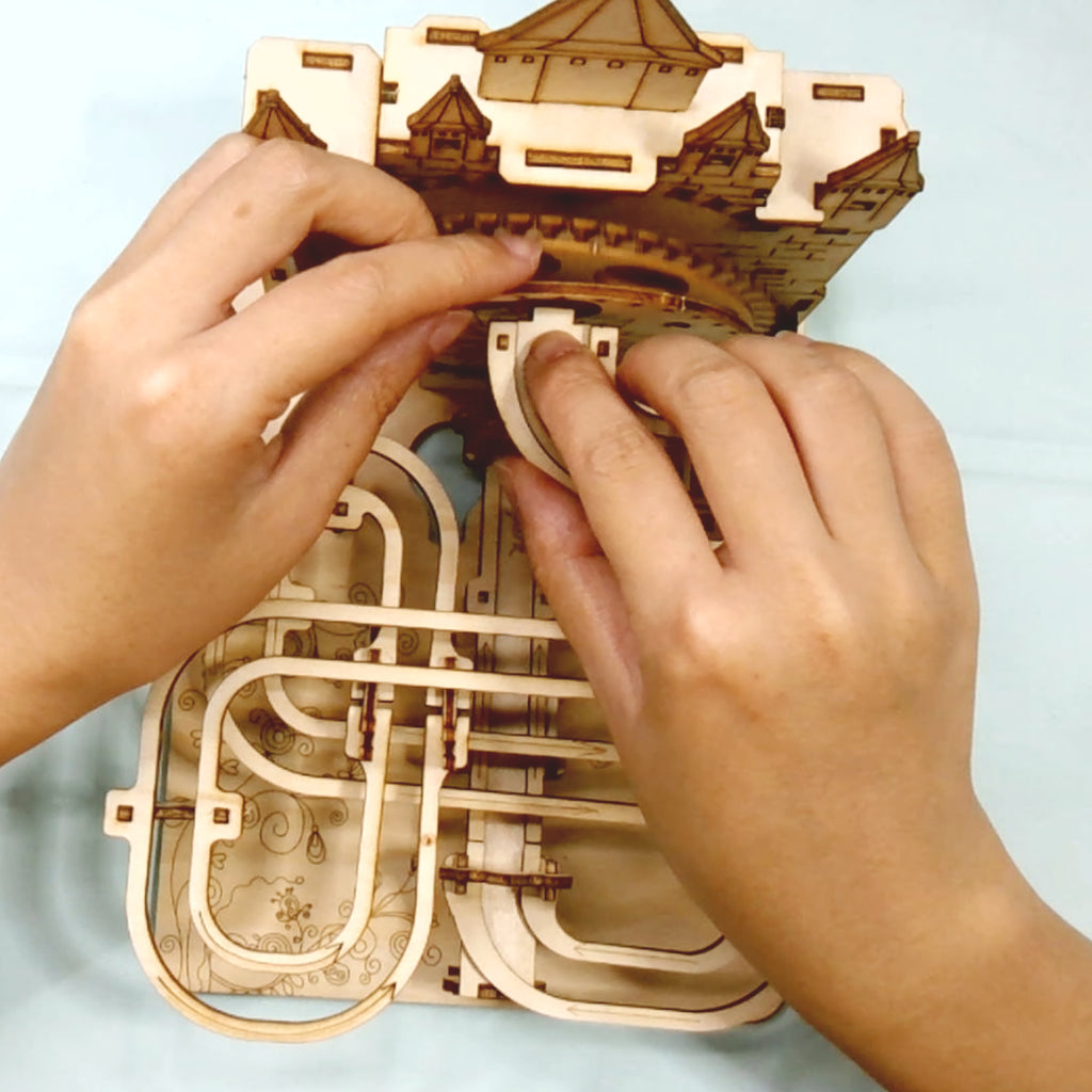 MUSIC PARK Electric 3D Wooden Puzzles Marble Run Model Kits Brain Teaser Puzzle