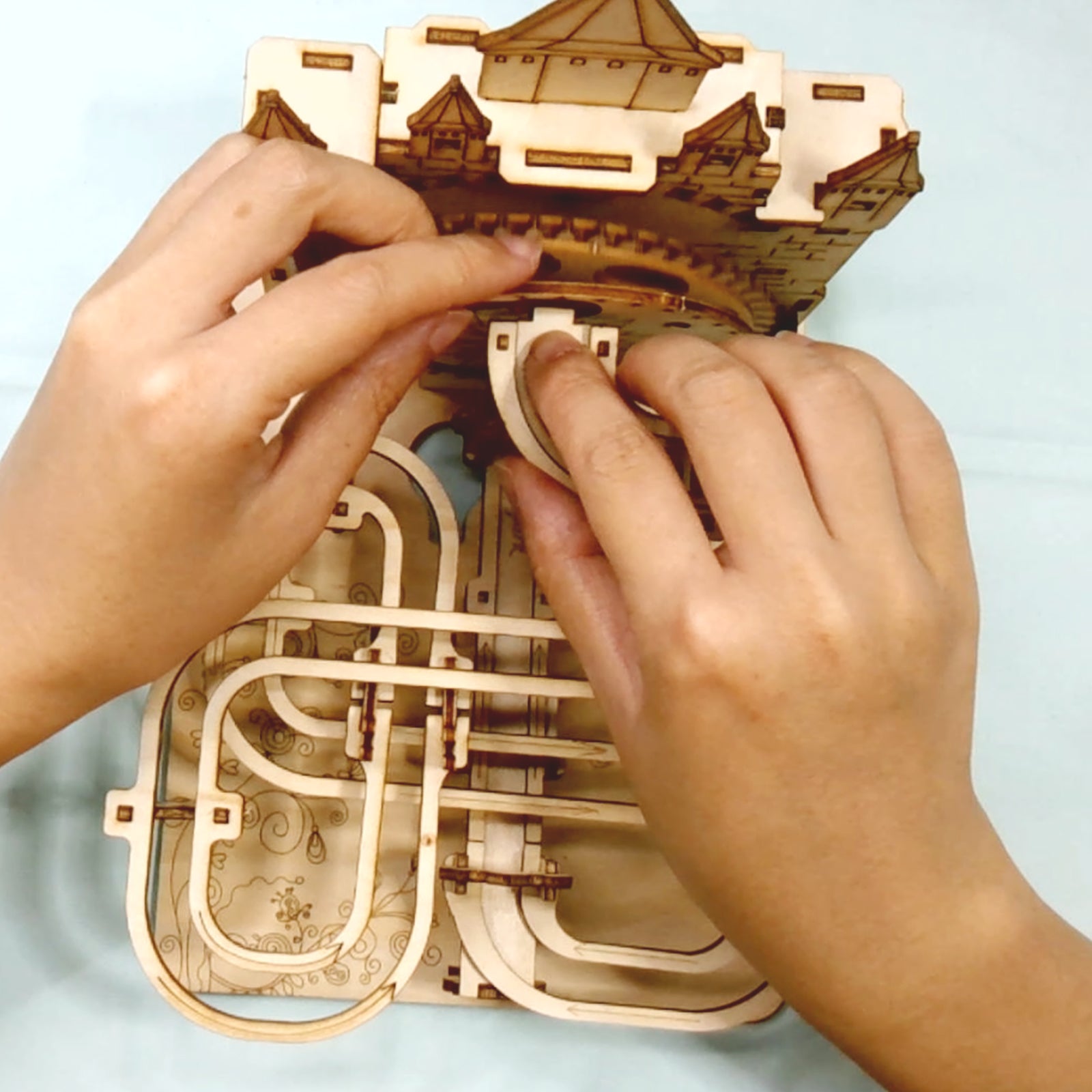 MUSIC PARK Electric 3D Wooden Puzzles Marble Run Model Kits Brain Teaser Puzzle