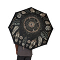 Boho Floral Semi-Automatic Foldable Umbrella - Elegant Gift for Her