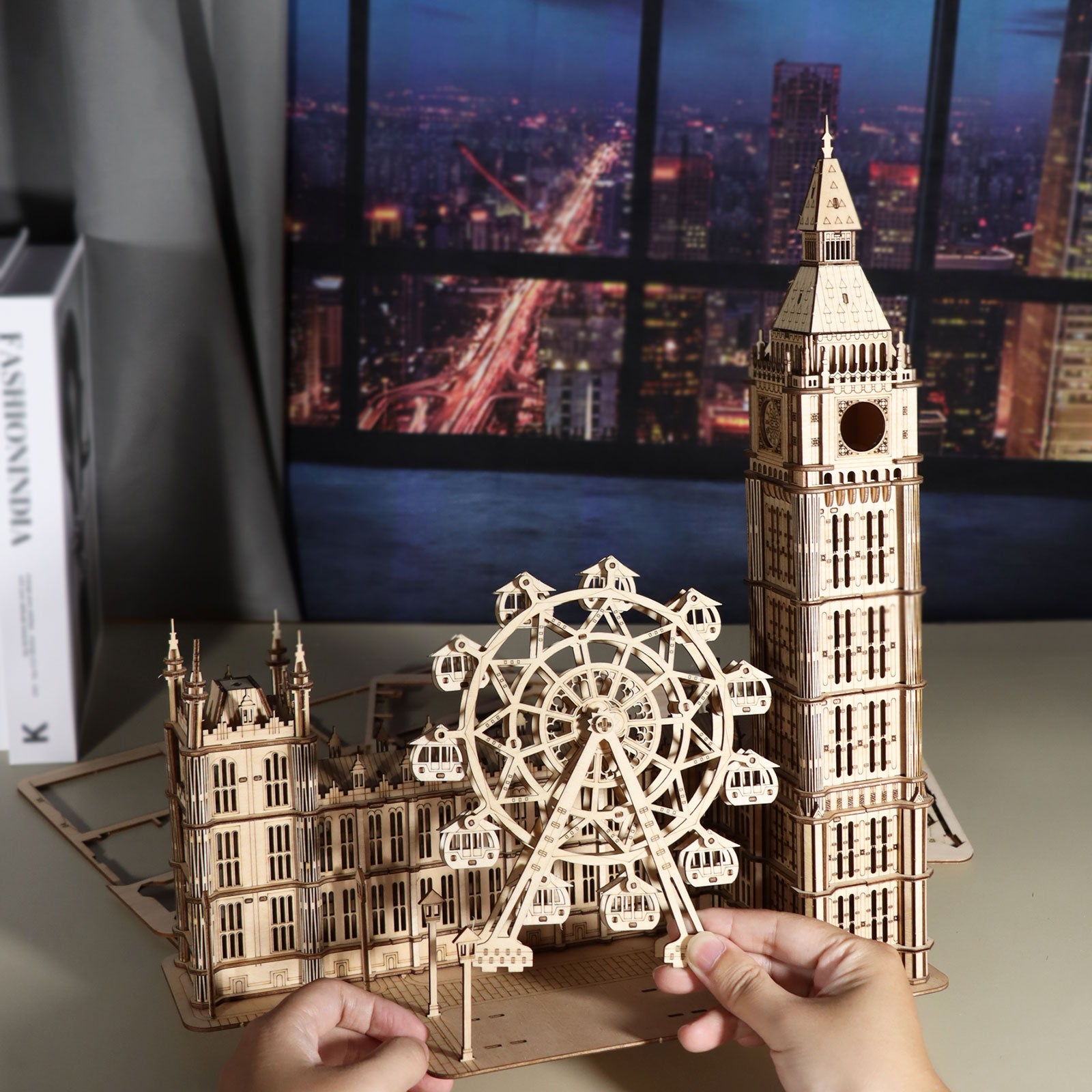 MUSIC PARK 3D Wooden Puzzle Big Ben Model Kits Desktop Clock DIY Building Blocks Creative Gift Home Decor For Family Unique Christmas Gift