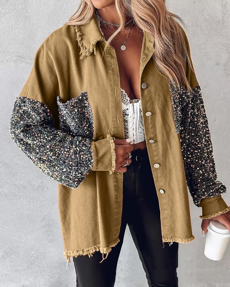 Women's Off-Shoulder Serpentine Top - Long Sleeve Casual Shirt