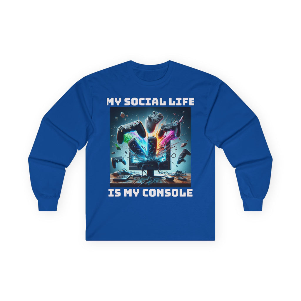 My Social Life is My Console Long Sleeve Tee - Funny Gamer Shirt