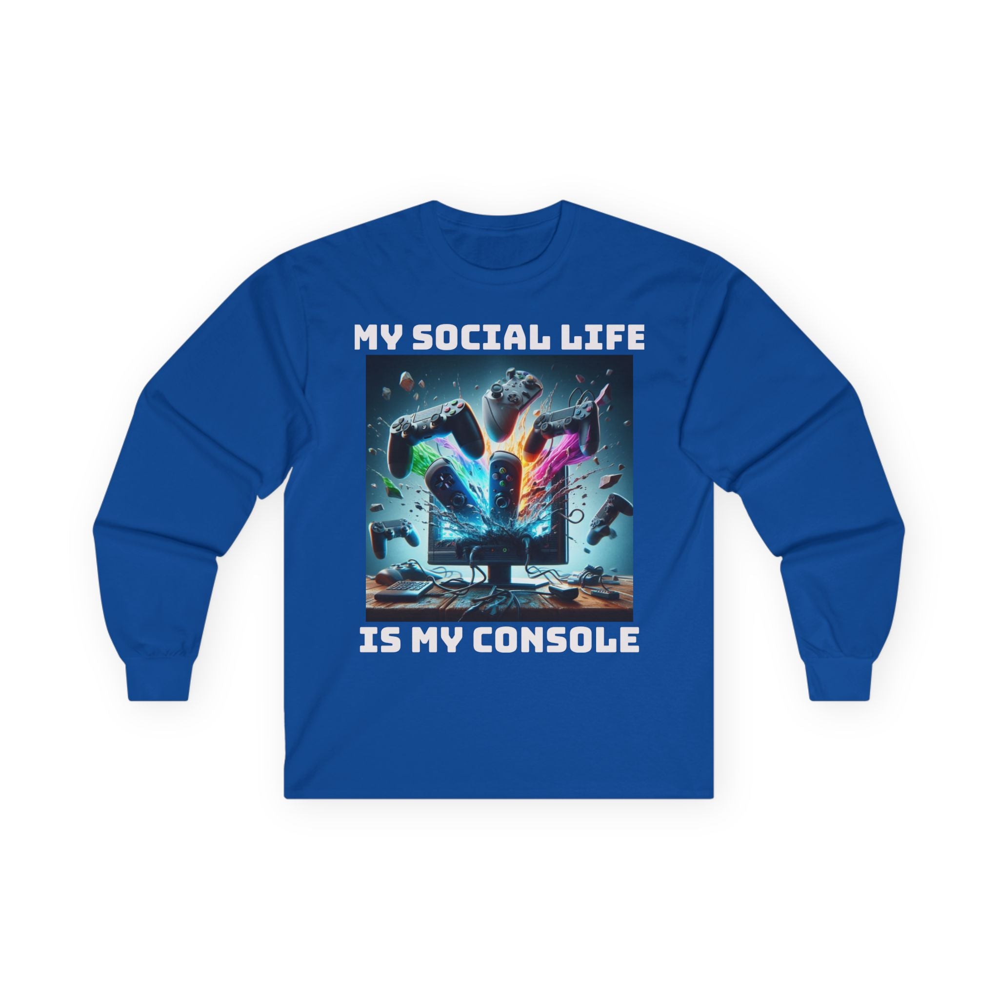 My Social Life is My Console Long Sleeve Tee - Funny Gamer Shirt