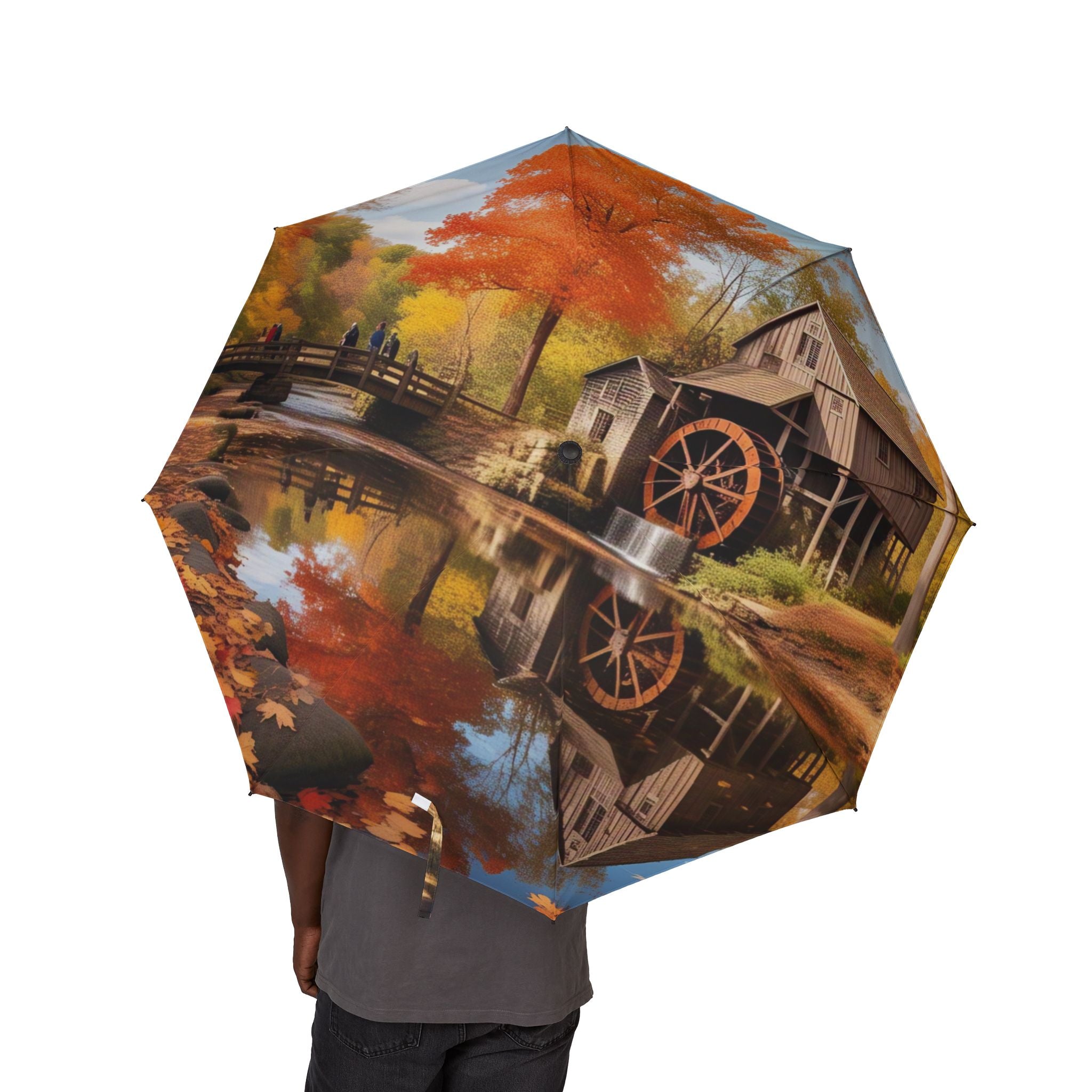 Autumn Scene Foldable Umbrella - Compact Travel Rain Gear Gift