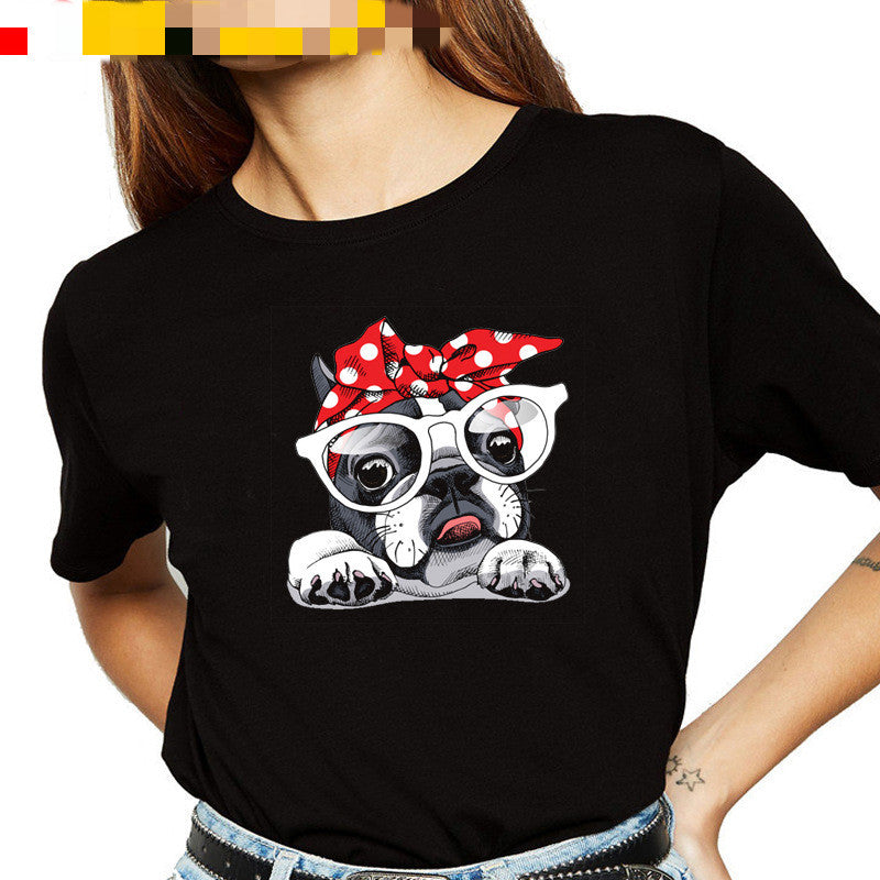 French Bull Dog Print Top T Shirt