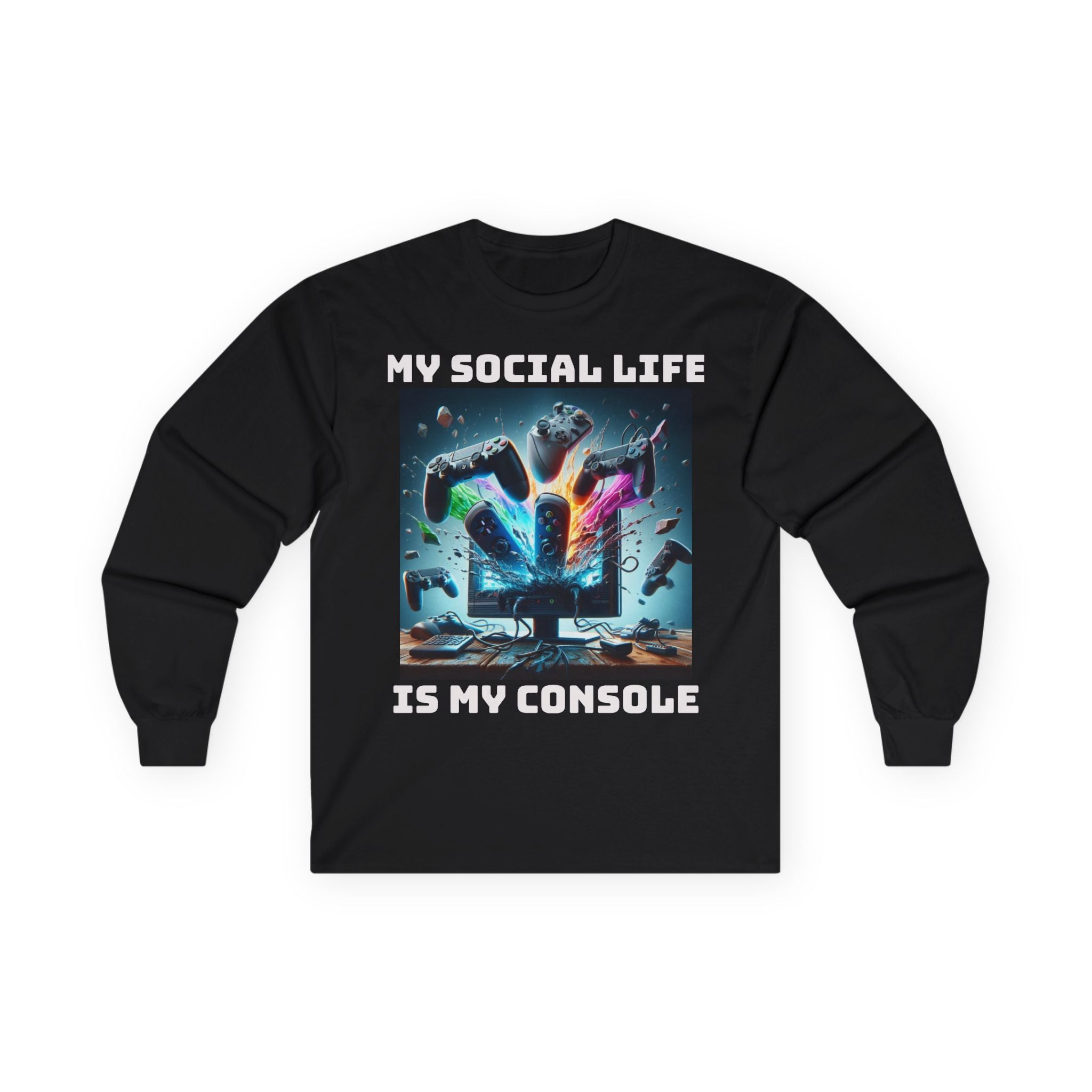 My Social Life is My Console Long Sleeve Tee - Funny Gamer Shirt