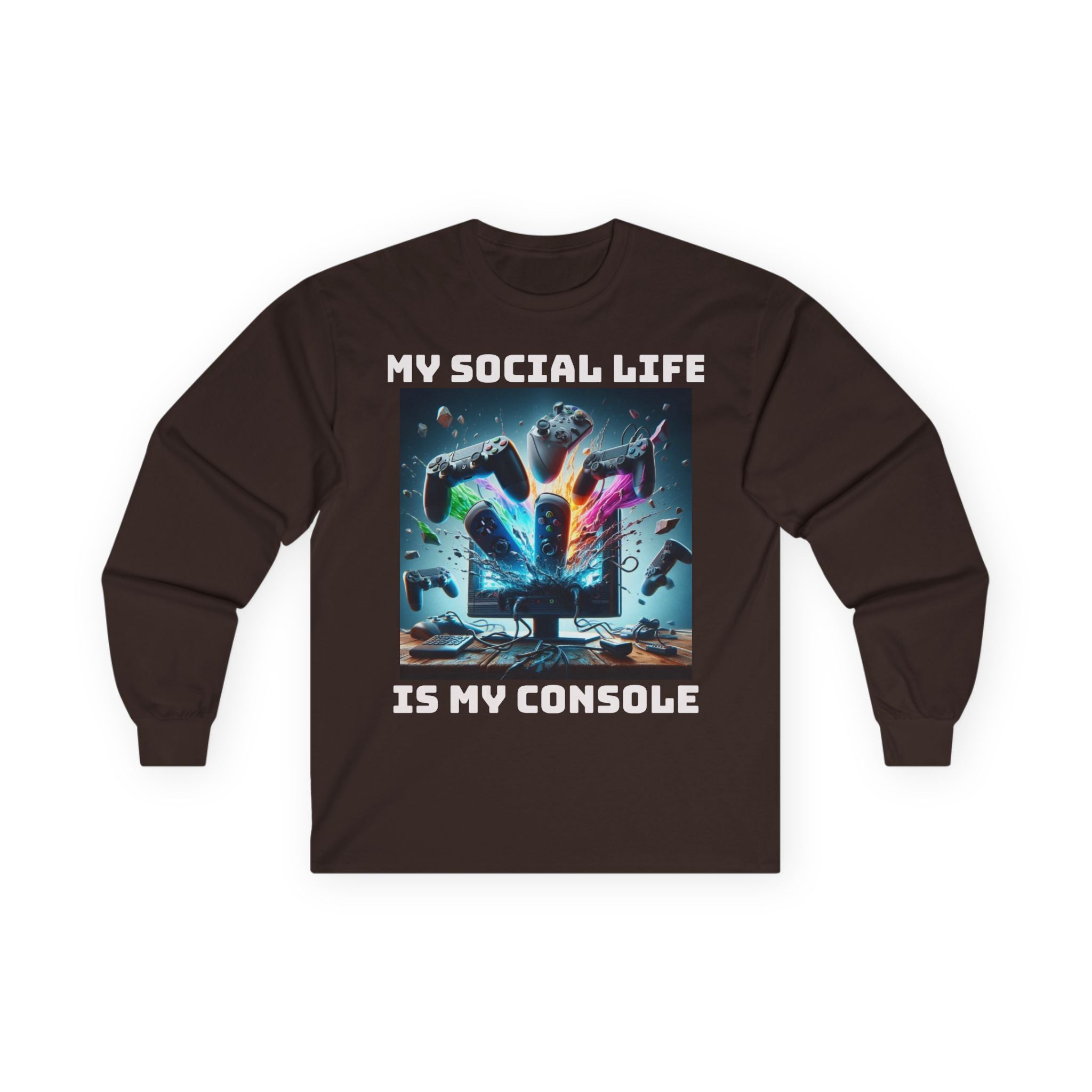 My Social Life is My Console Long Sleeve Tee - Funny Gamer Shirt