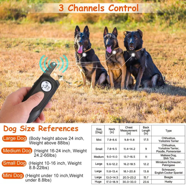 Dog Training Collar 984FT Range | Waterproof Rechargeable with 3 Modes