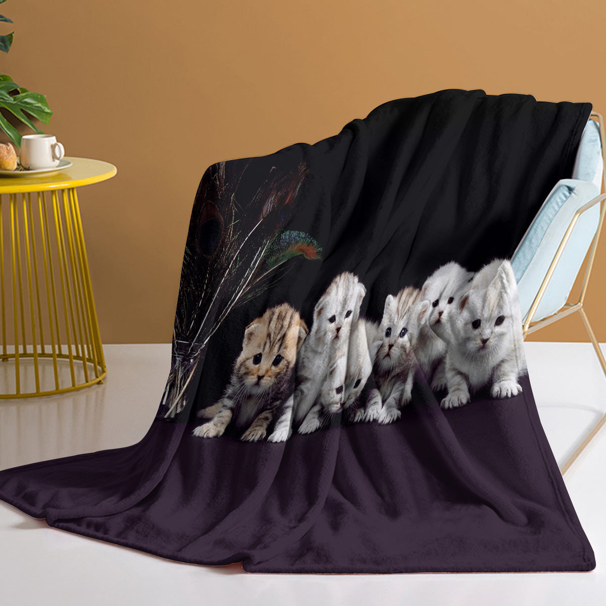 1pc Of Flannel Cat Cute Pet Theme Printed Blanket