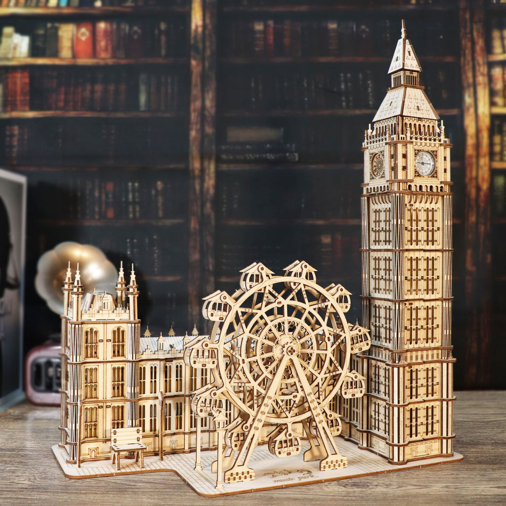 MUSIC PARK 3D Wooden Puzzle Big Ben Model Kits Desktop Clock DIY Building Blocks Creative Gift Home Decor For Family Unique Christmas Gift