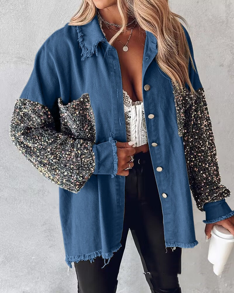 Women's Off-Shoulder Serpentine Top - Long Sleeve Casual Shirt