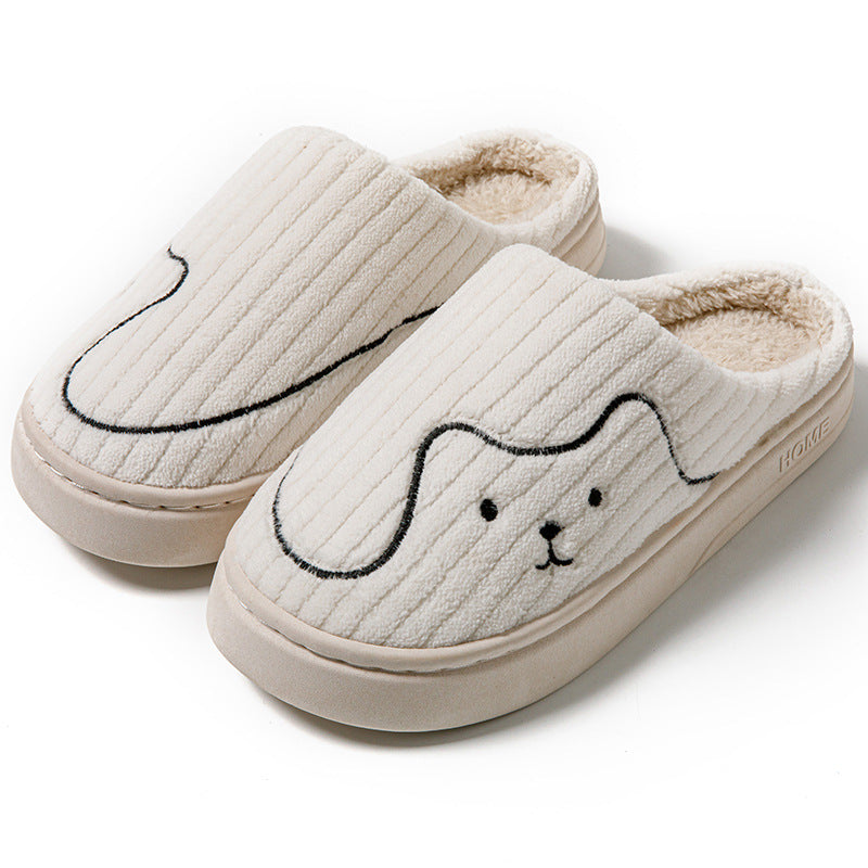 Striped Cat Slippers Non-slip Floor Bedroom Slipper Winter Warm Plush House Shoes Women