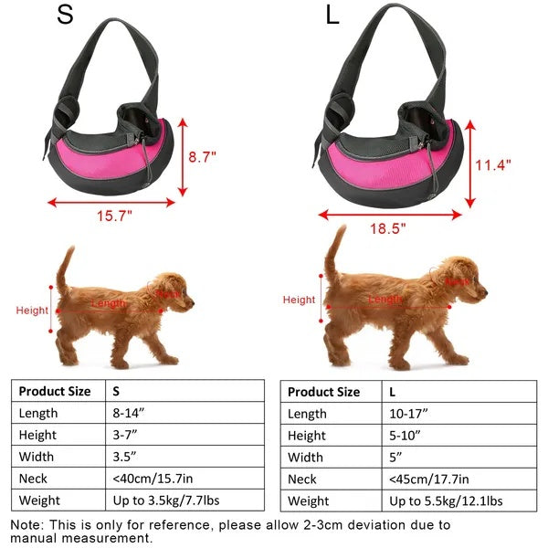 Pet Hands-Free Sling Carrier for Dogs and Cats | Adjustable Padded Strap