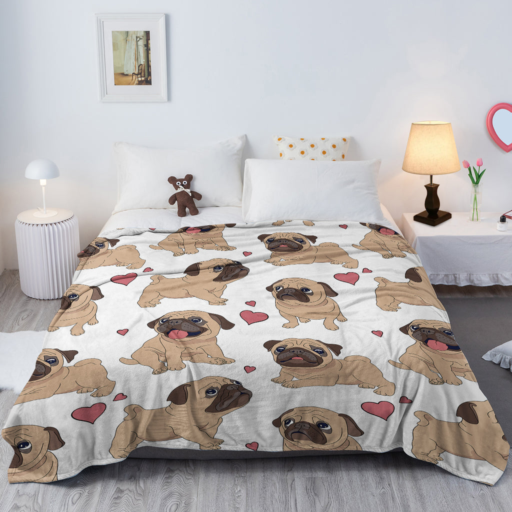 1pc Cute Cartoon Blanket / Lapdog Heart Pattern