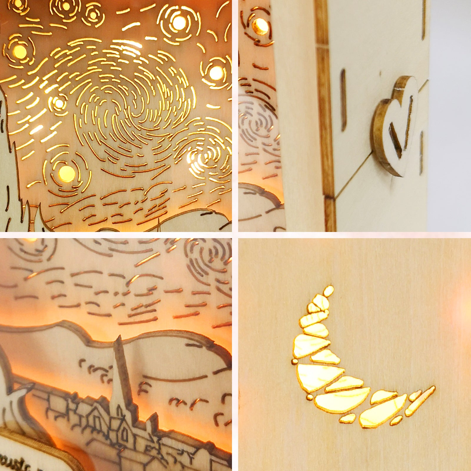 MUSIC PARK 3D Wooden Puzzles for Adults Starry Sky Model Kit Night Lights Desk Decorations