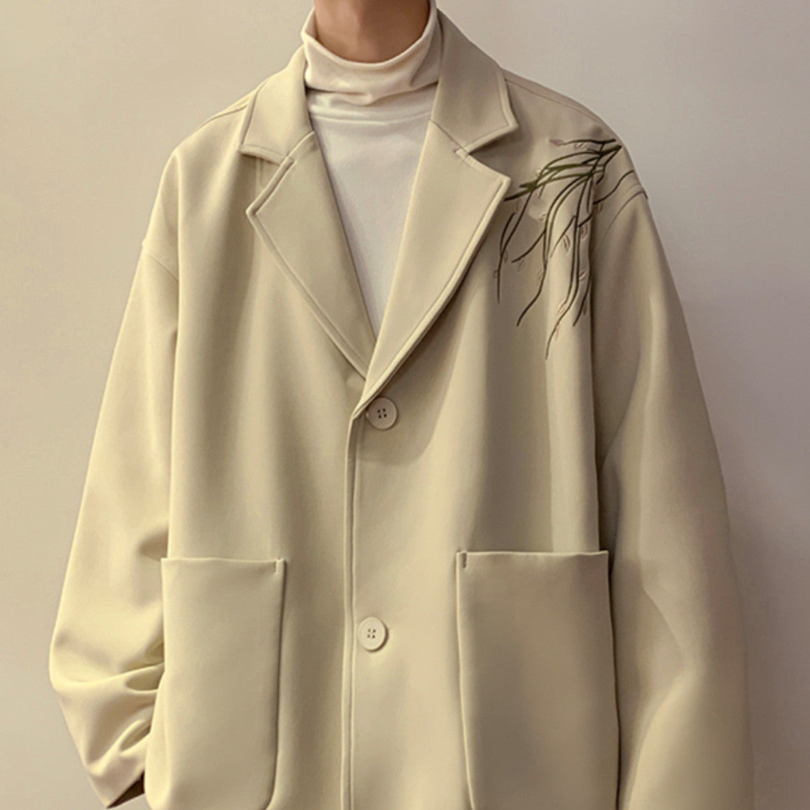 Mens Autumn Casual Stand-Up Collar Blazer