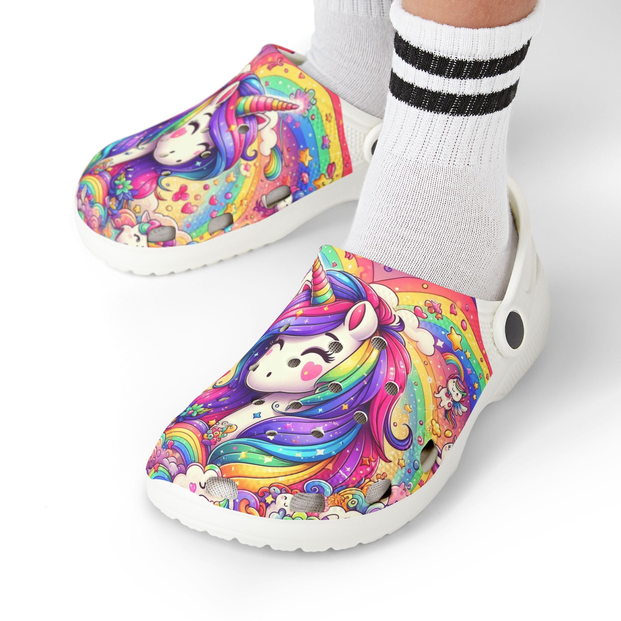 Colorful Kids Unicorn Clogs - Lightweight EVA Foam Garden Shoes