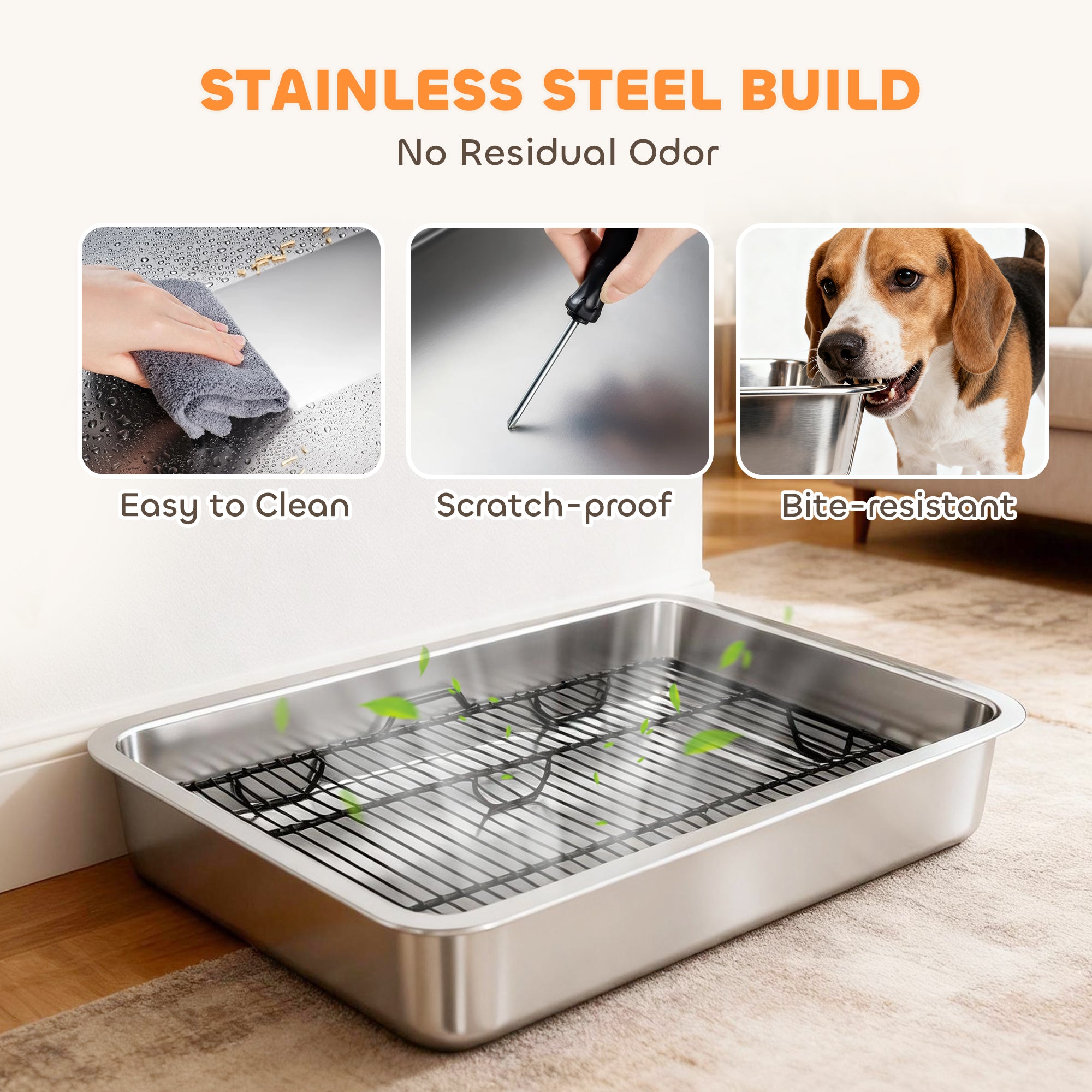 Dog Potty Tray Stainless Steel / small and medium dogs