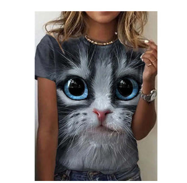 Fashion Cat Printing Women and Teen's T-shirt / plus size