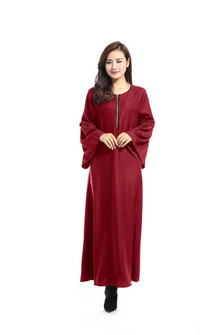 Kaftan for Woman Arabic Loose Robe Solid Color