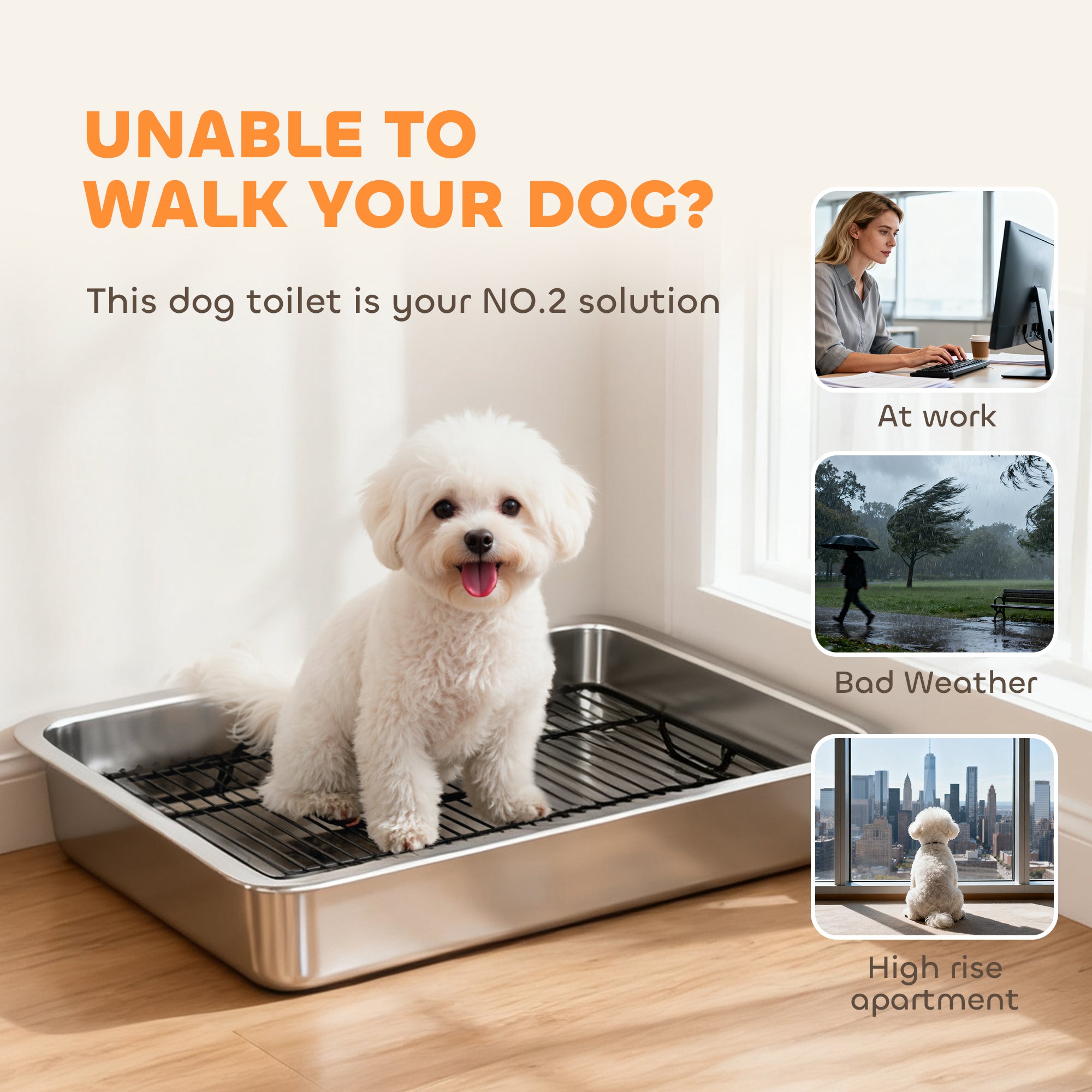 Dog Potty Tray Stainless Steel / small and medium dogs